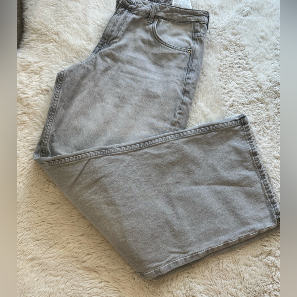 Mid-rise Zara Z1975 wide leg gray jeans. - Picture 4 of 9